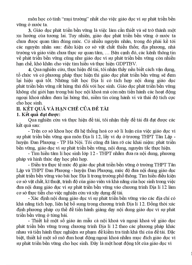 image for page Giáo dục vì sự phát triển bền vững qua dạy học Địa lí lớp 12 ban nâng cao trung học phổ thông THPT 1