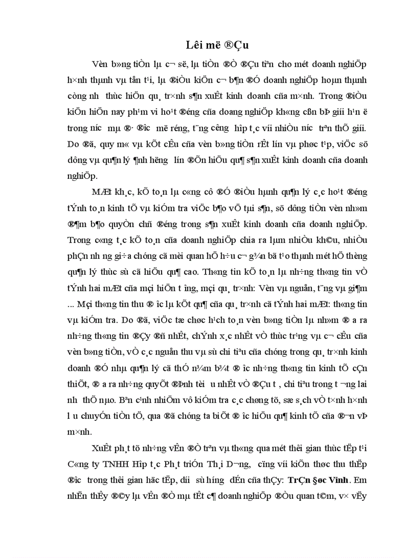 image for page Hoàn thiện hạch toán vốn bằng tiền tại Công ty TNHH Hợp tác Phát triển Thái Dương 1