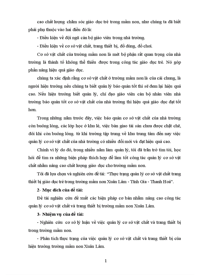 image for page Thực trạng quản lý cơ sở vật chất trang thiết bị giáo dục trẻ trong trường mầm non Xuân Lâm Tĩnh Gia Thanh Hoá 1