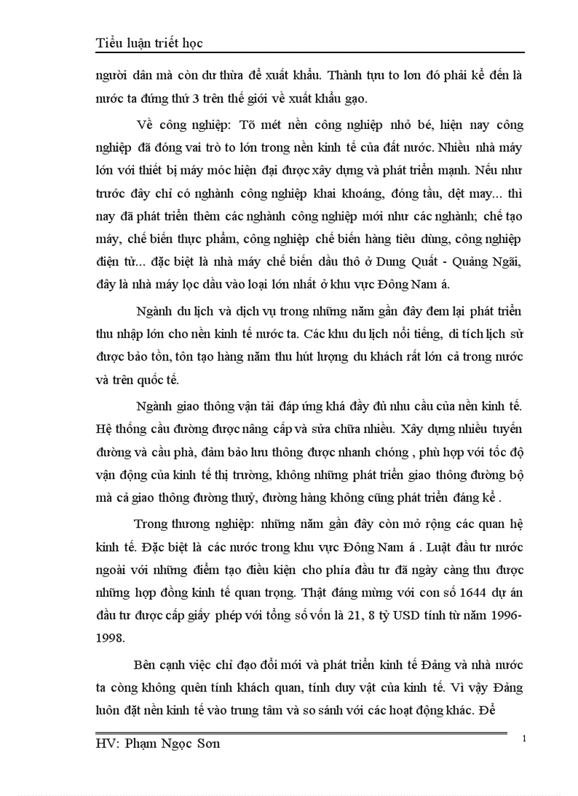 image for page Vận dụng quan điểm trong triết học Mác Lê Nin để phân tích quá trình chuyển đổi sang nền kinh tế thị trường ở Việt Nam 1