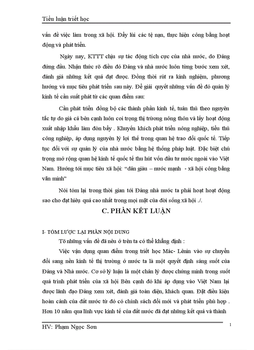 image for page Vận dụng quan điểm trong triết học Mác Lê Nin để phân tích quá trình chuyển đổi sang nền kinh tế thị trường ở Việt Nam 1