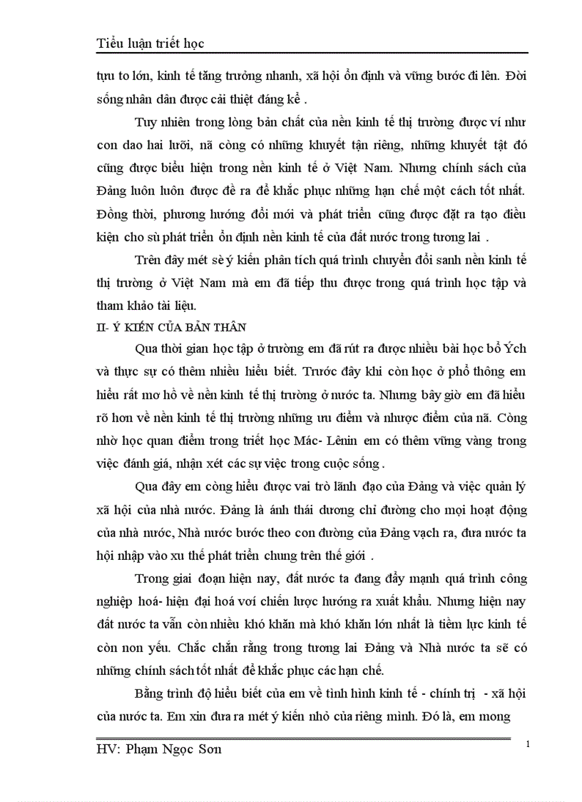 image for page Vận dụng quan điểm trong triết học Mác Lê Nin để phân tích quá trình chuyển đổi sang nền kinh tế thị trường ở Việt Nam 1