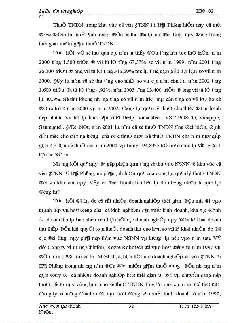 image for page Thực trạng công tác quản lý thu thuế thu nhập doanh nghiệp đối với các doanh nghiệp có vốn đầu tư nước ngoài tại thành phố Hải Phòng