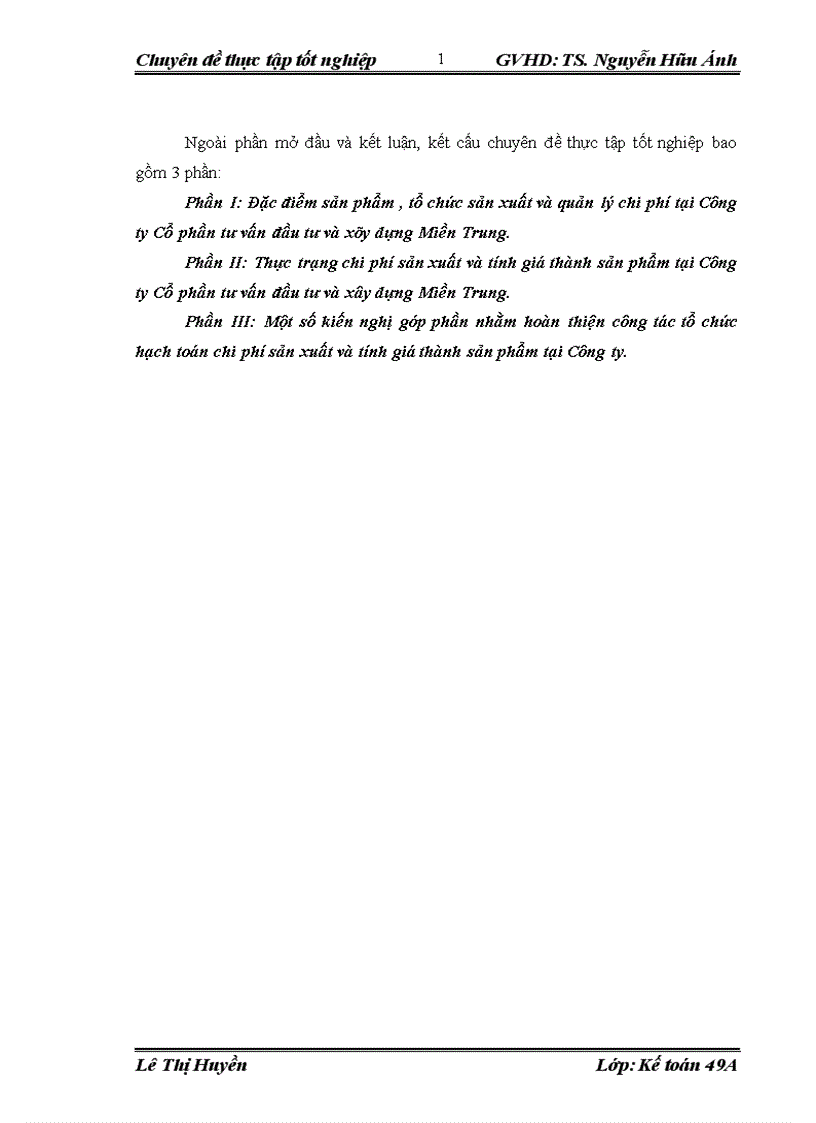 image for page Hoàn thiện Kế toán chi phí sản xuất và tính giá thành sản phẩm tại Công ty Cổ phần tư vấn đầu tư và xây dựng Miền Trung 1