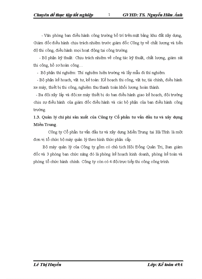 image for page Hoàn thiện Kế toán chi phí sản xuất và tính giá thành sản phẩm tại Công ty Cổ phần tư vấn đầu tư và xây dựng Miền Trung 1