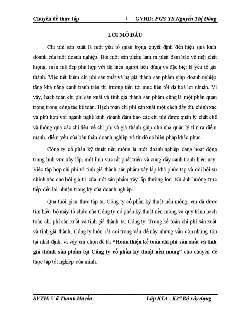 image for page Hoàn thiện kế toán chi phí sản xuất và tính giá thành sản phẩm tại Công ty cổ phần kỹ thuật nền móng 1