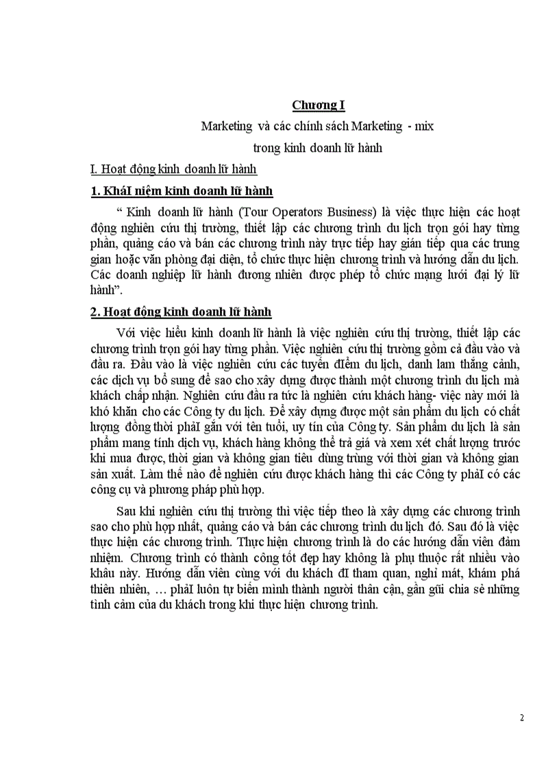 image for page Vận dụng các chính sách Marketing mix tại Trung tâm Du lịch Hà Nội