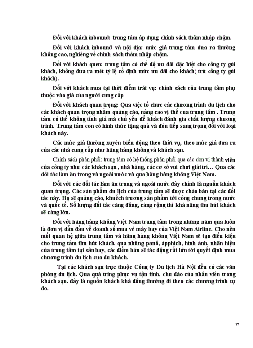 image for page Vận dụng các chính sách Marketing mix tại Trung tâm Du lịch Hà Nội