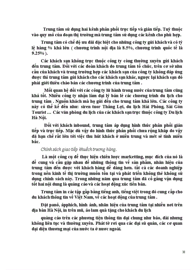 image for page Vận dụng các chính sách Marketing mix tại Trung tâm Du lịch Hà Nội