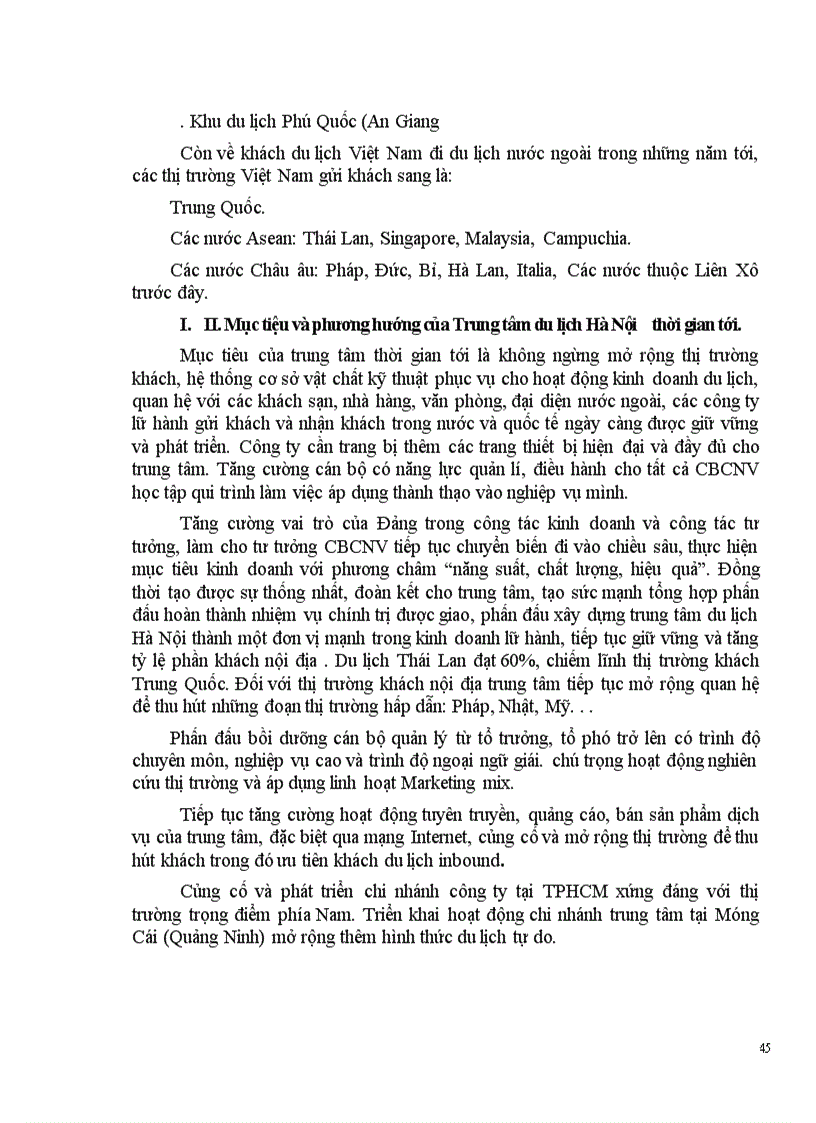 image for page Vận dụng các chính sách Marketing mix tại Trung tâm Du lịch Hà Nội