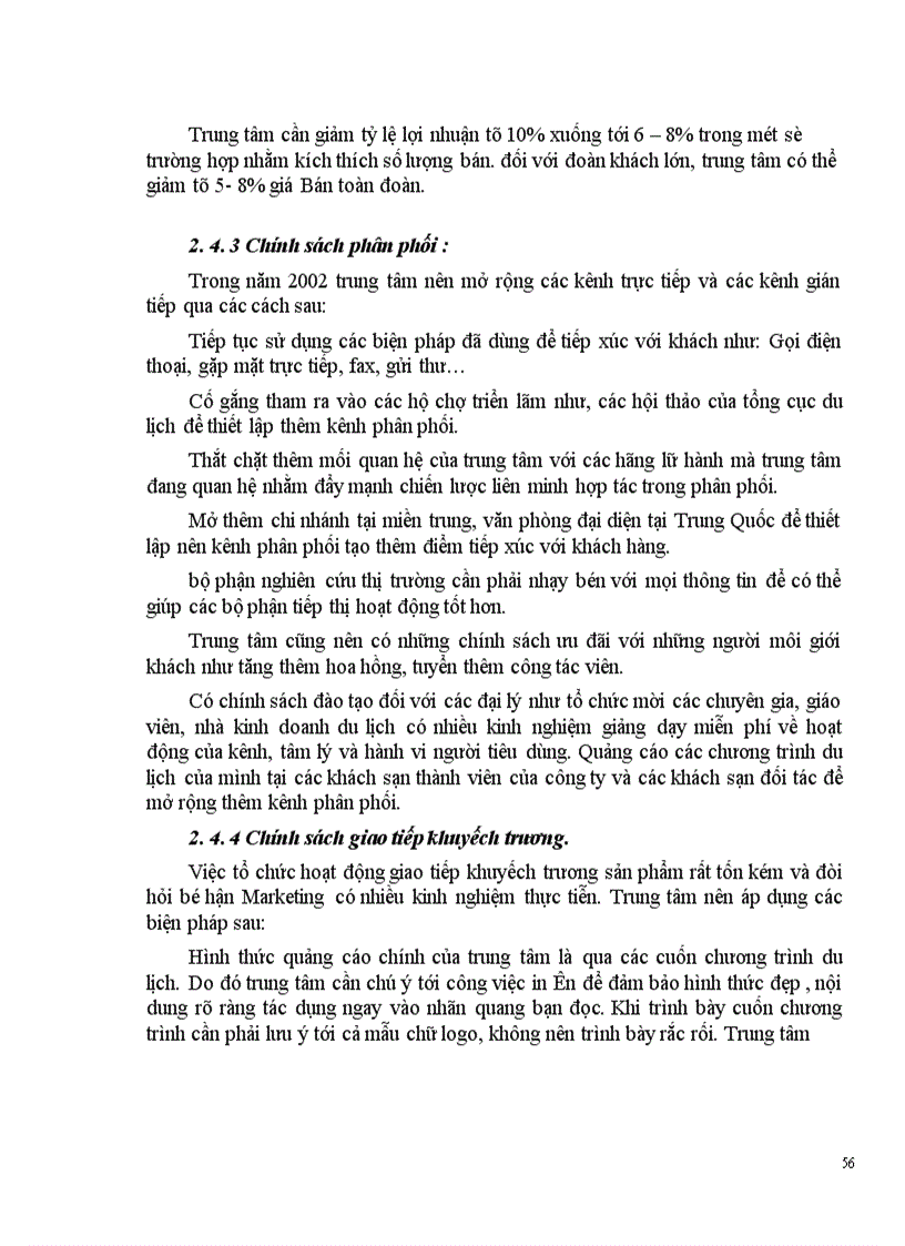 image for page Vận dụng các chính sách Marketing mix tại Trung tâm Du lịch Hà Nội