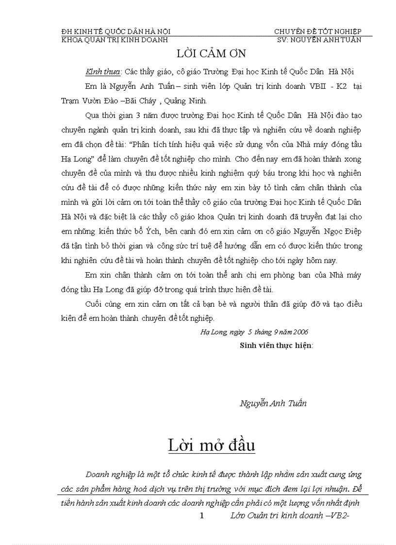 image for page Phân tích tính hiệu quả việc sử dụng vốn của Nhà máy đóng tầu Hạ Long