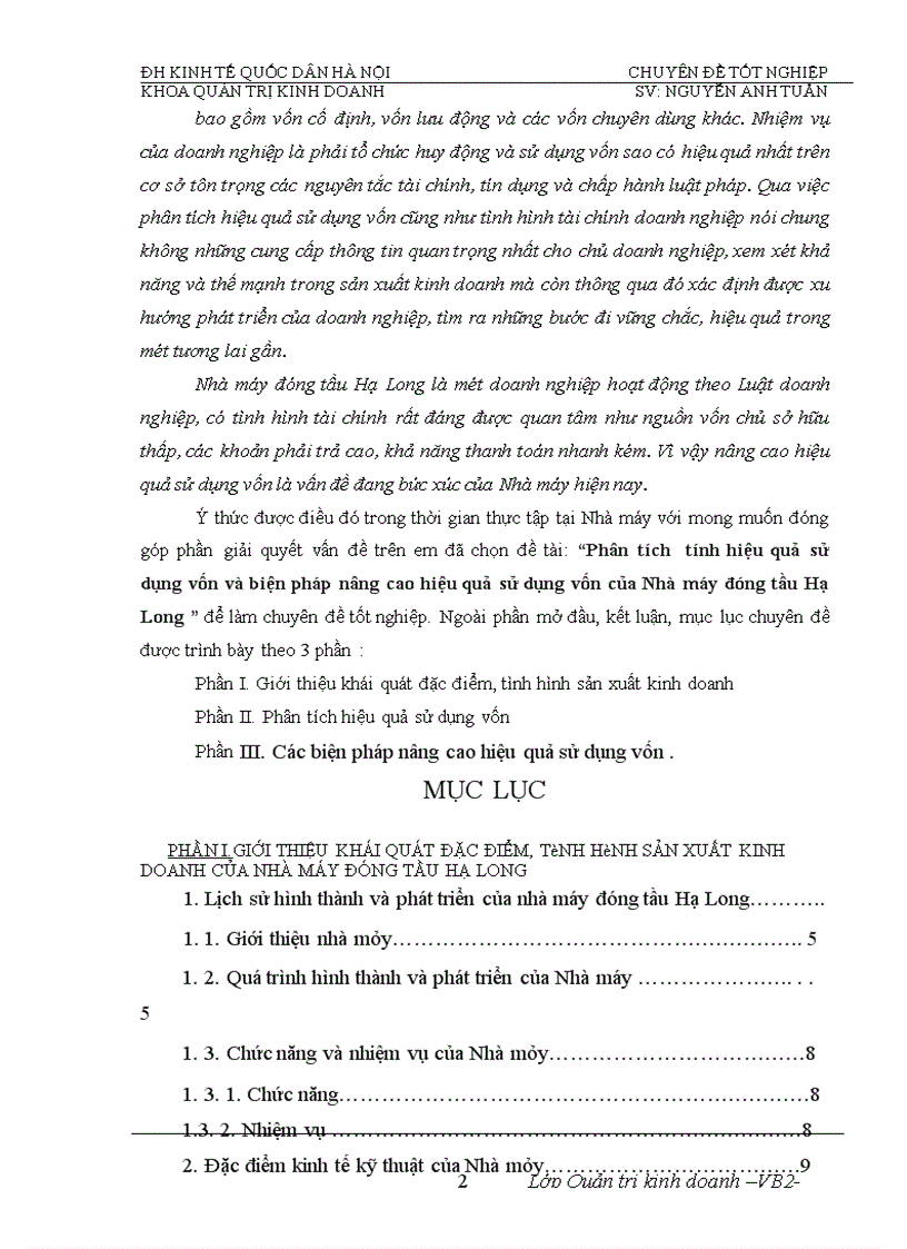 image for page Phân tích tính hiệu quả việc sử dụng vốn của Nhà máy đóng tầu Hạ Long