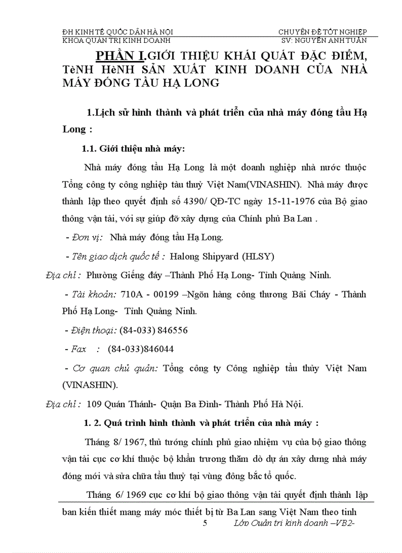 image for page Phân tích tính hiệu quả việc sử dụng vốn của Nhà máy đóng tầu Hạ Long