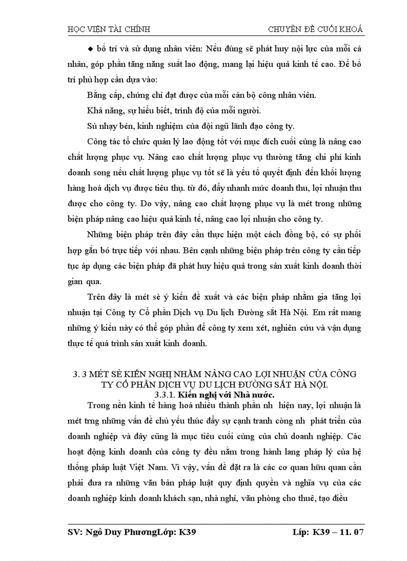 image for page Lợi nhuận và một số giải pháp tăng lợi nhuận tại Công ty Cổ phần Dịch vụ Du lịch Đường sắt Hà Nội