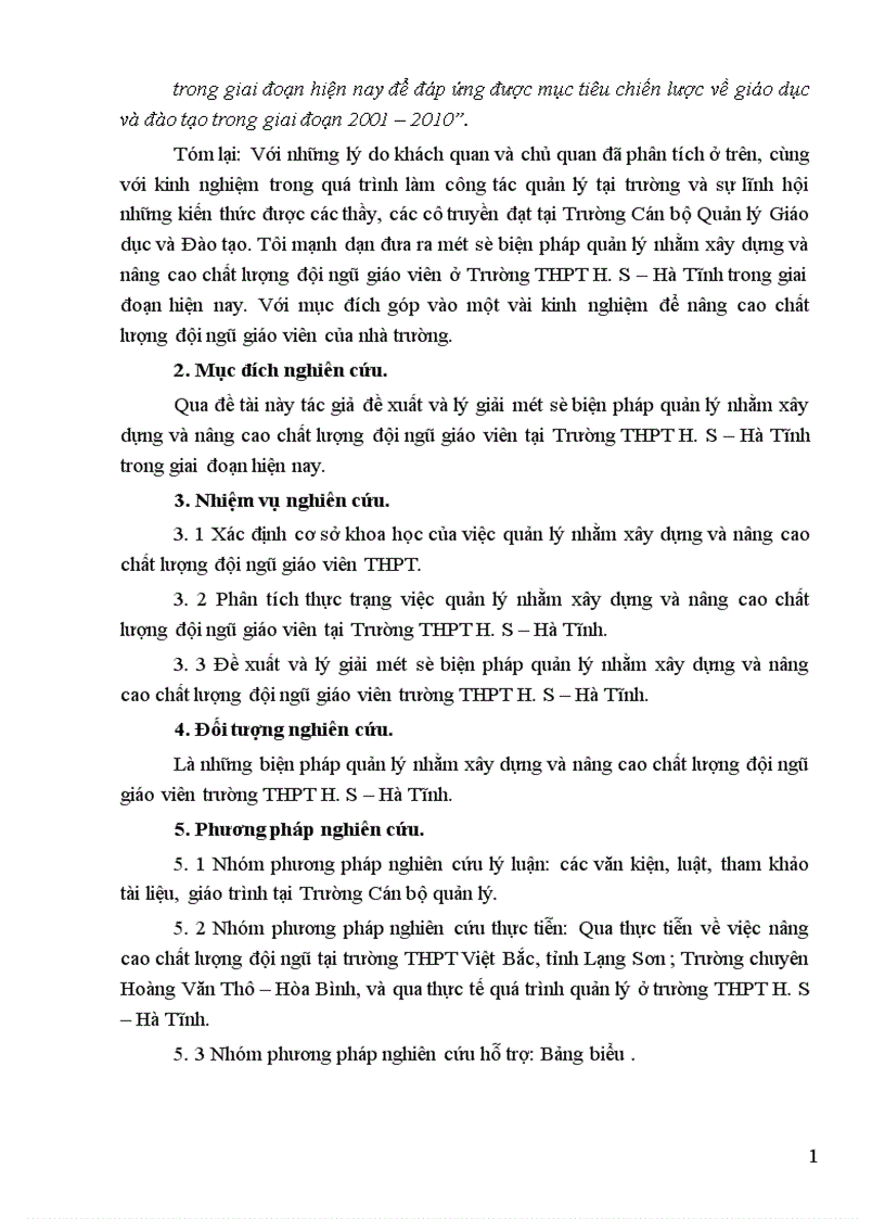 image for page Thực trạng của việc quản lý nhằm xây dựng và nâng cao chất lượng đội ngũ giáo viên trường THPT H S Hà Tĩnh 1