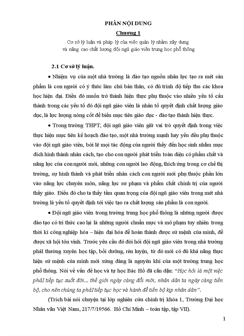 image for page Thực trạng của việc quản lý nhằm xây dựng và nâng cao chất lượng đội ngũ giáo viên trường THPT H S Hà Tĩnh 1