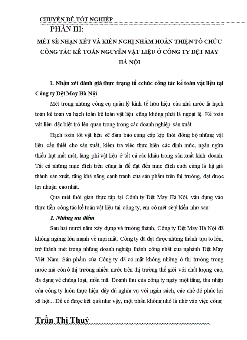 image for page Tổ chức kế toàn Nguyên vật liệu và Công cụ dụng cụ tại Công ty dệt may Hà Nội