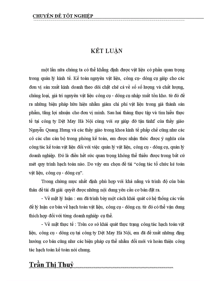 image for page Tổ chức kế toàn Nguyên vật liệu và Công cụ dụng cụ tại Công ty dệt may Hà Nội