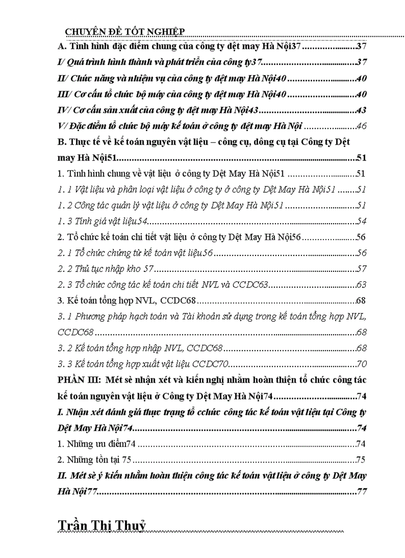 image for page Tổ chức kế toàn Nguyên vật liệu và Công cụ dụng cụ tại Công ty dệt may Hà Nội