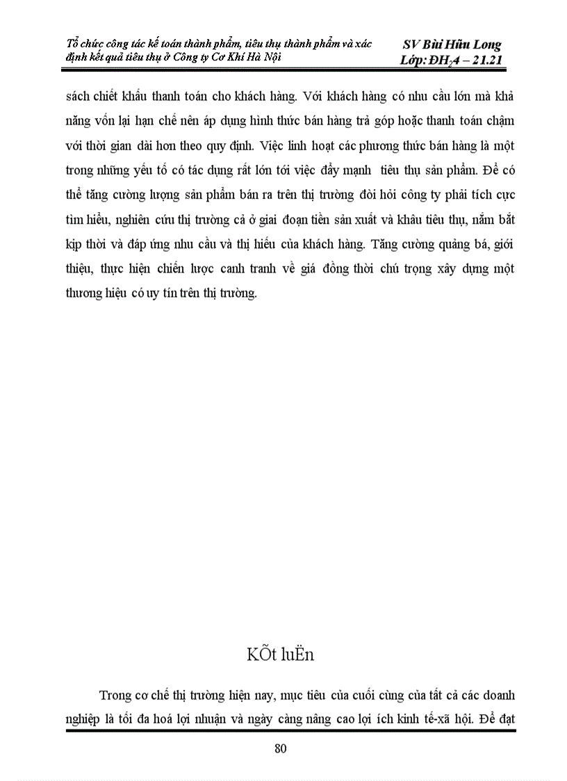image for page Tổ chức công tác kế toán thành phẩm và tiêu thụ thành phẩm và xác định kết quả tiêu thụ ở công ty cơ khí Hà Nội 1