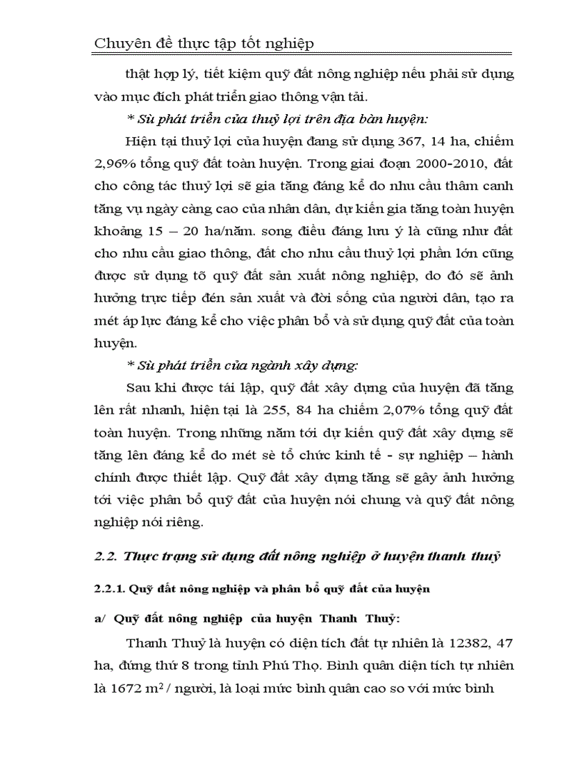 image for page Định hướng và giải pháp sử dụng đất nông nghiệp ở huyện Thanh Thuỷ đến năm 2010