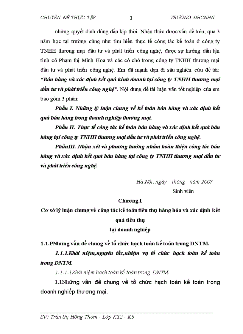 image for page Bán hàng và xác định kết quả kinh doanh tại công ty TNHH thương mại đầu tư và phát triển công nghệ 1