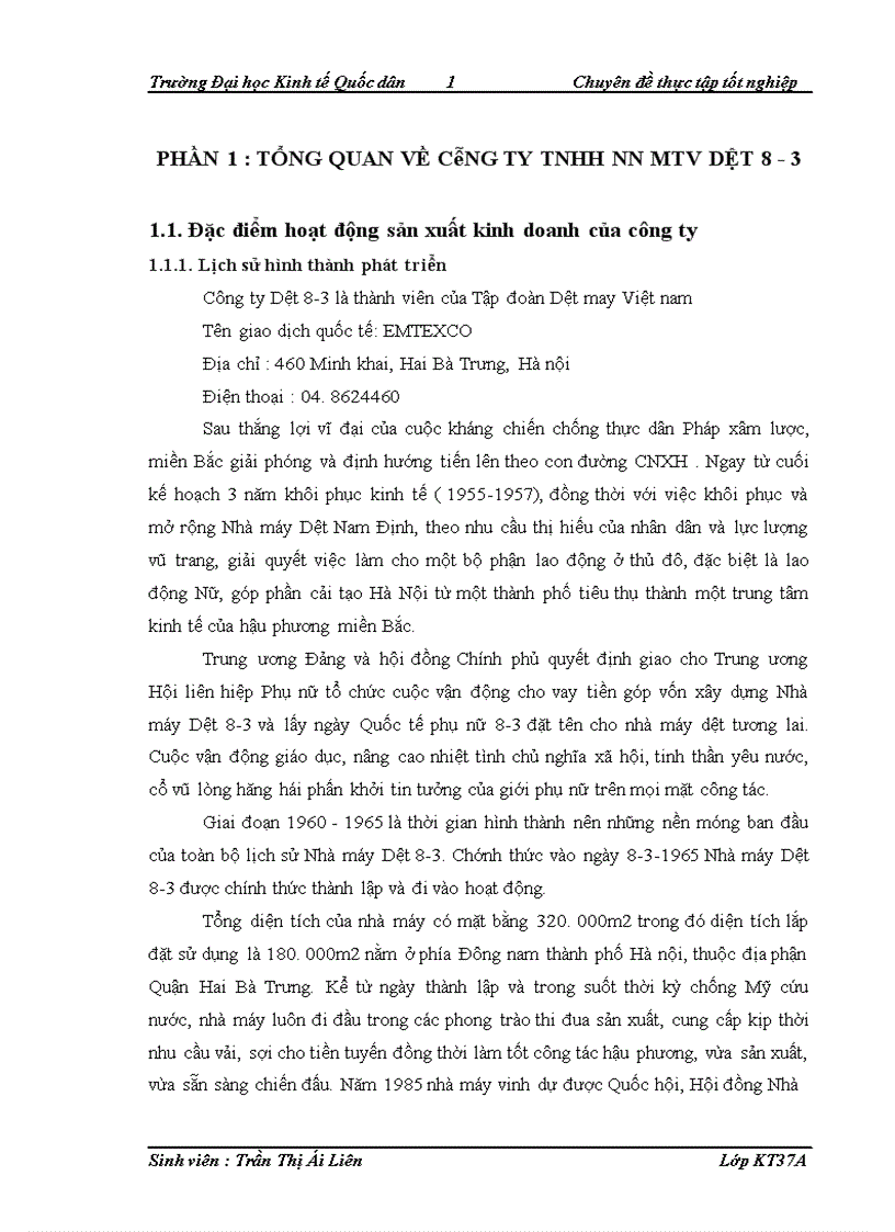 image for page Hoàn thiện kế toán chi phí sản xuất và tính giá thành sản phẩm tại Công ty TNHHNN MTV Dệt 8 3 1