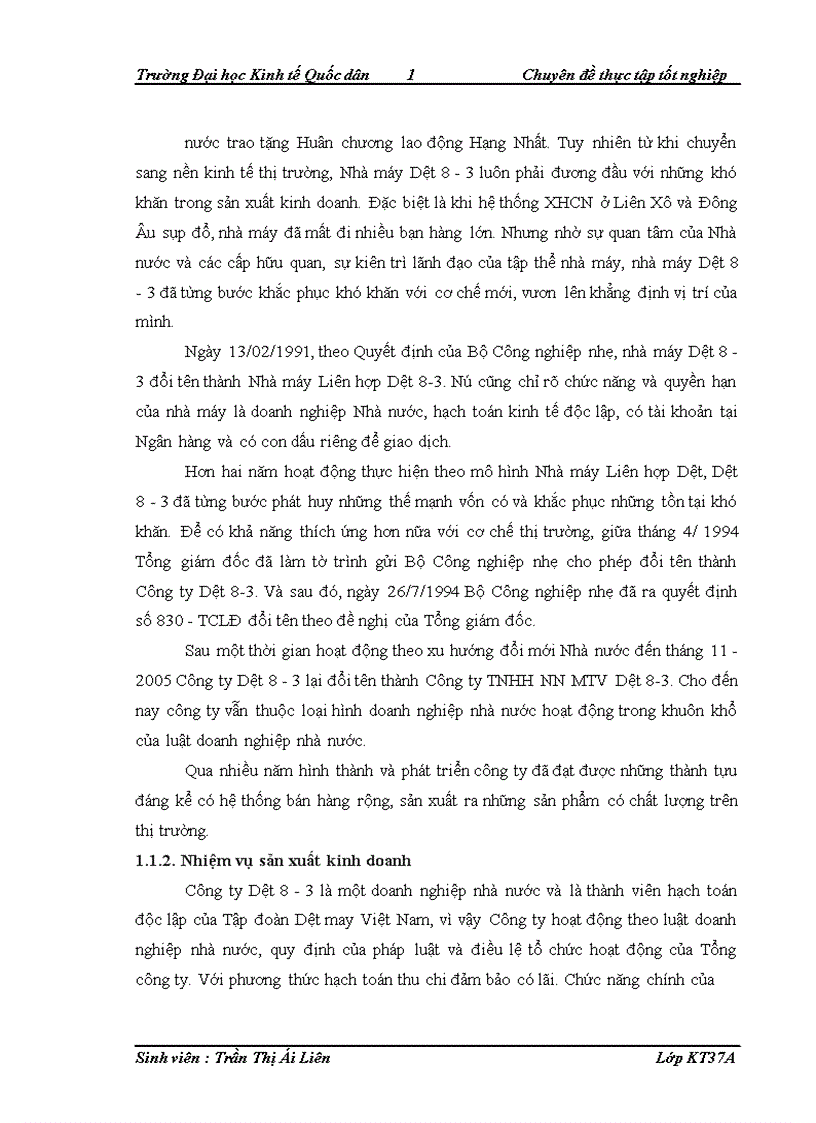 image for page Hoàn thiện kế toán chi phí sản xuất và tính giá thành sản phẩm tại Công ty TNHHNN MTV Dệt 8 3 1