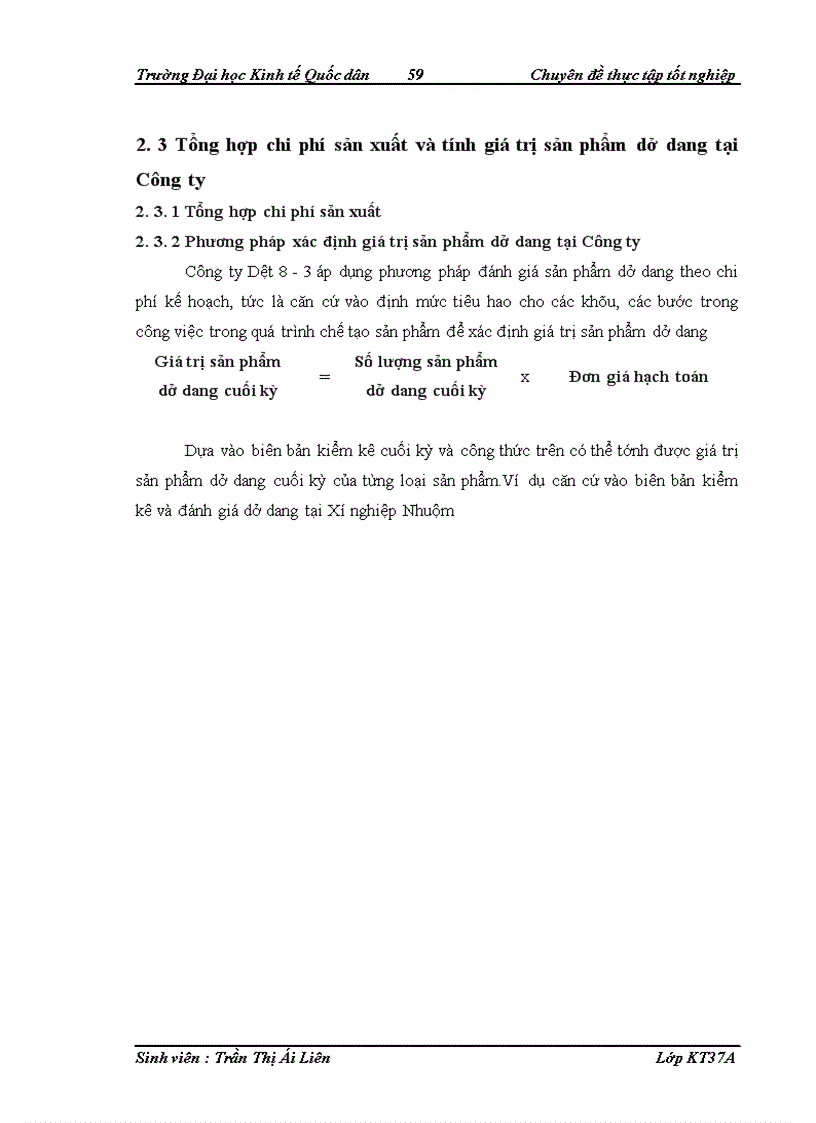 image for page Hoàn thiện kế toán chi phí sản xuất và tính giá thành sản phẩm tại Công ty TNHHNN MTV Dệt 8 3 1