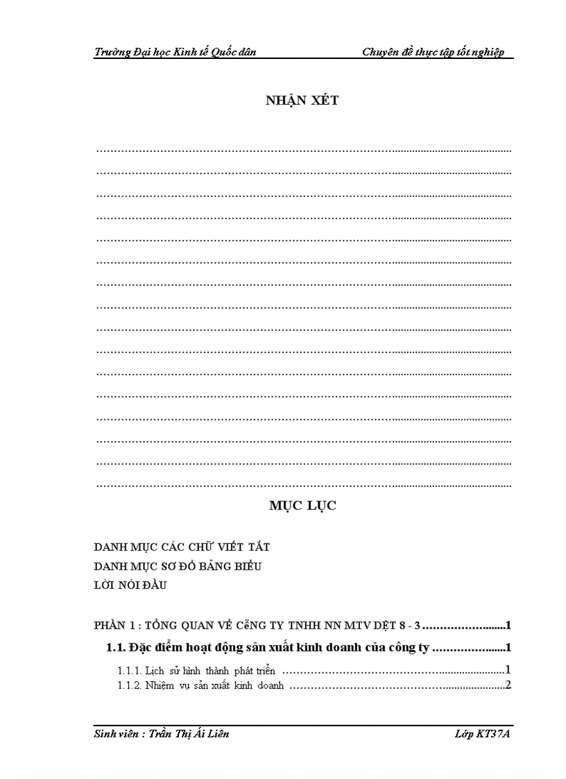 image for page Hoàn thiện kế toán chi phí sản xuất và tính giá thành sản phẩm tại Công ty TNHHNN MTV Dệt 8 3 1