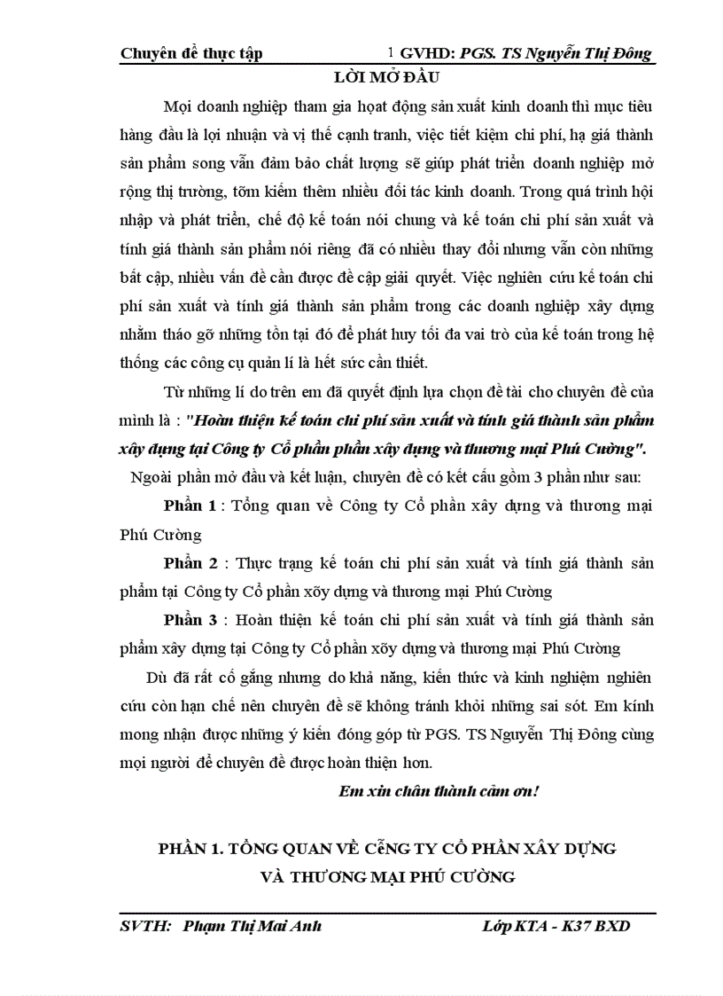 image for page Hoàn thiện kế toán chi phí sản xuất và tính giá thành sản phẩm xây dựng tại Công ty Cổ phần phần xây dựng và thương mại Phú Cường 1