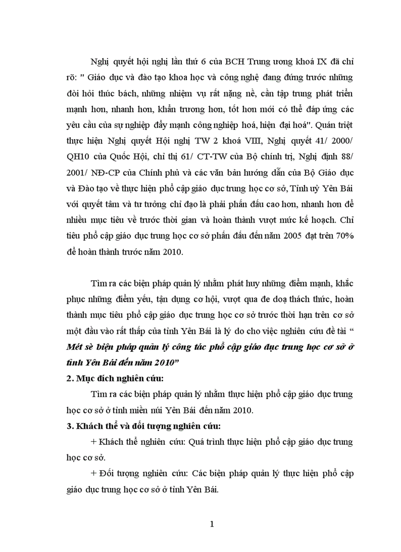 image for page Một số biện pháp quản lý công tác phổ cập giáo dục trung học cơ sở ở tỉnh Yên Bái đến năm 2010 1