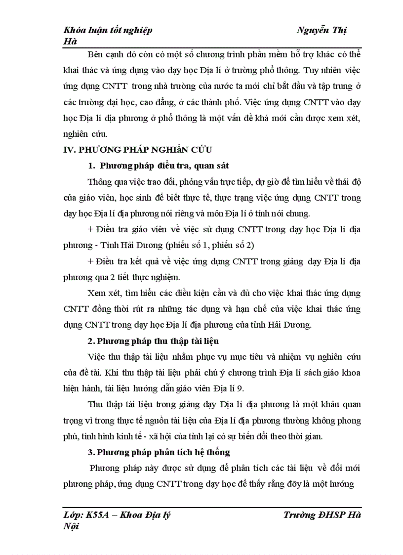 image for page Ứng dụng công nghệ thông tin trong dạy học Địa lí địa phương tỉnh Hải Dương