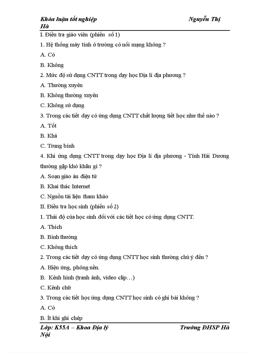 image for page Ứng dụng công nghệ thông tin trong dạy học Địa lí địa phương tỉnh Hải Dương