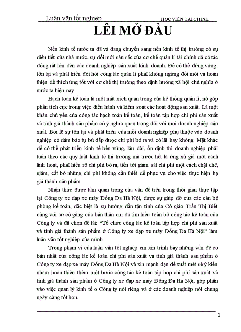 image for page Tổ chức công tác kế toán tập hợp chi phí sản xuất và tính giá thành sản phẩm ở Công ty xe đạp xe máy Đống Đa Hà Nội