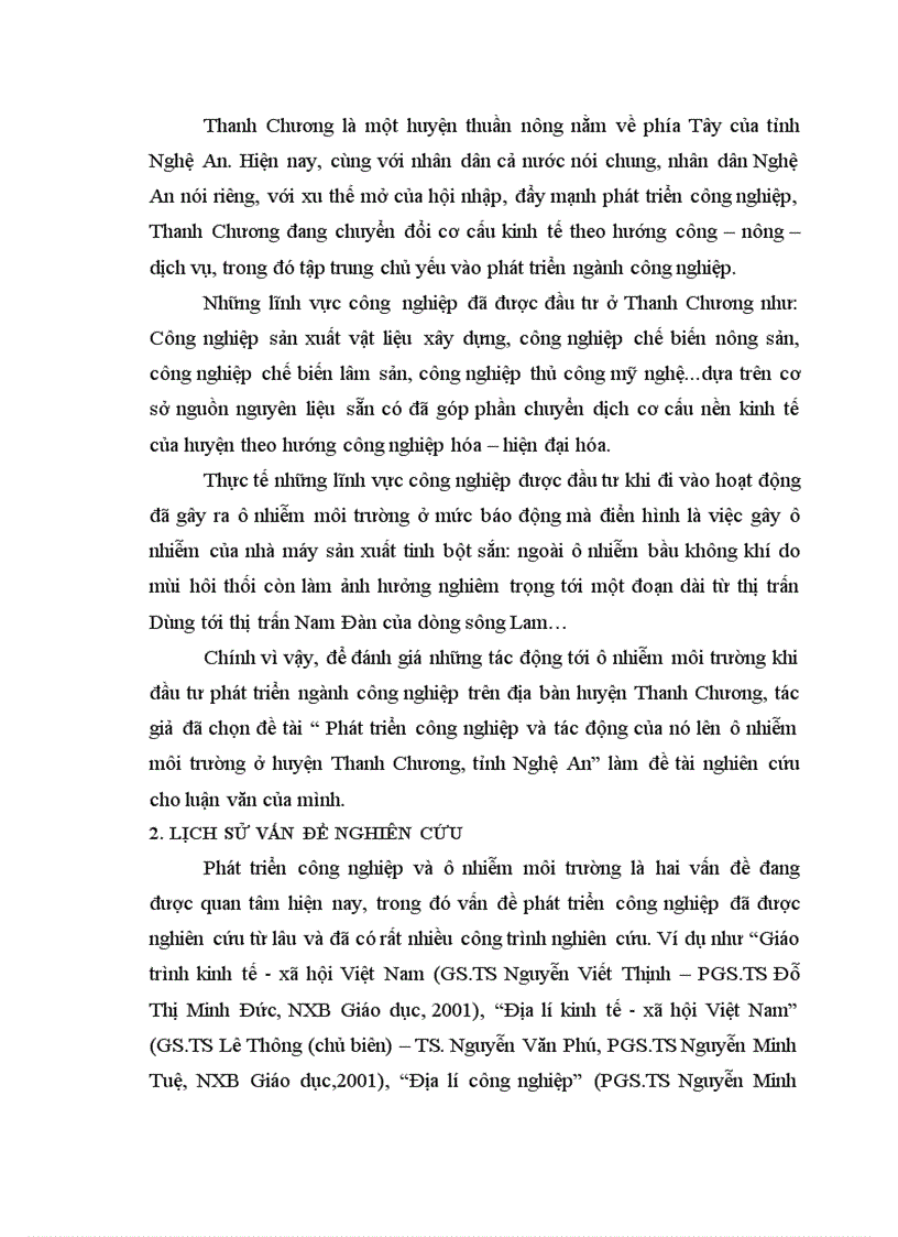 image for page Phát triển công nghiệp và tác động của nó lên ô nhiễm môi trường ở huyện Thanh Chương tỉnh Nghệ An