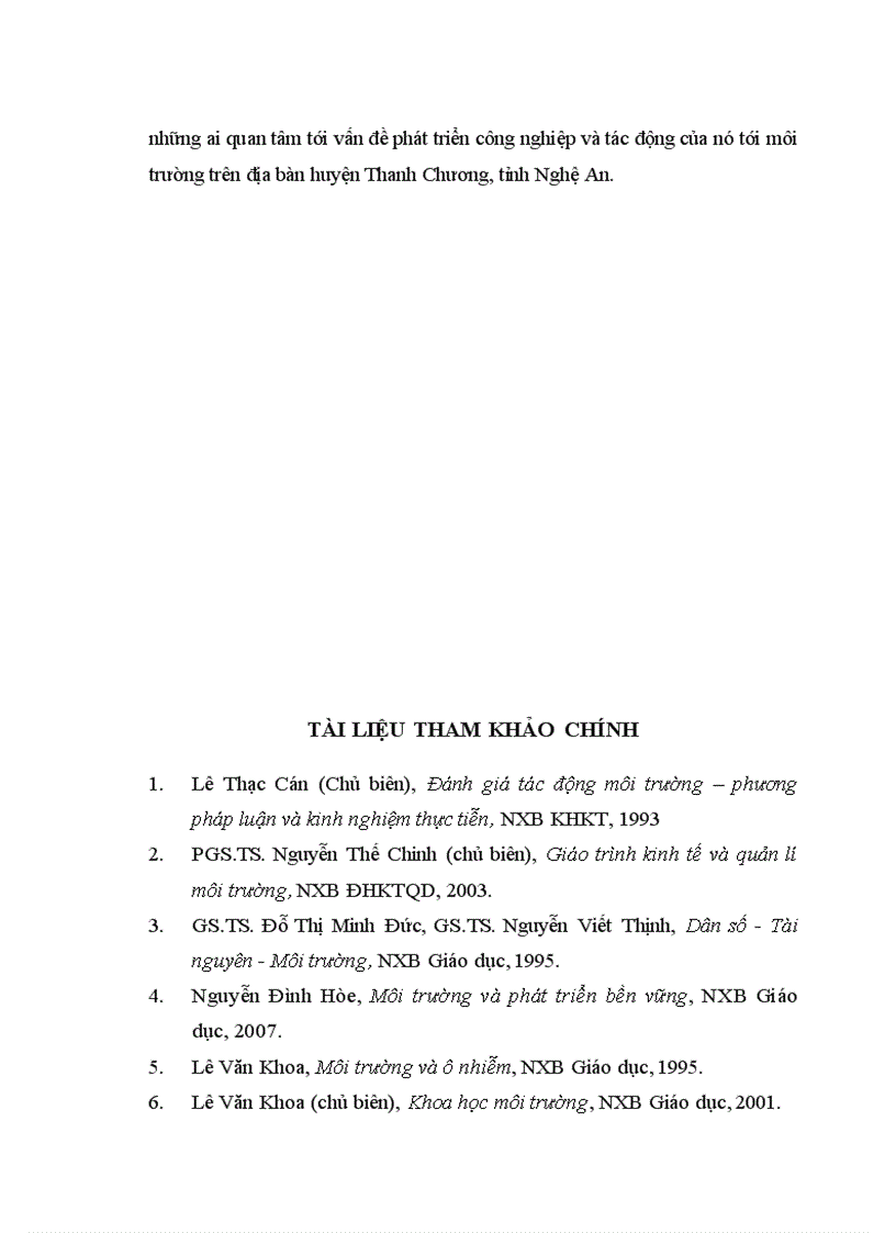 image for page Phát triển công nghiệp và tác động của nó lên ô nhiễm môi trường ở huyện Thanh Chương tỉnh Nghệ An