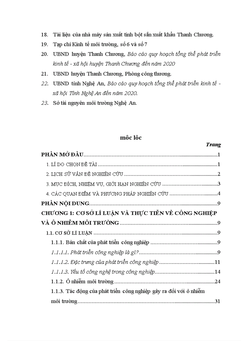 image for page Phát triển công nghiệp và tác động của nó lên ô nhiễm môi trường ở huyện Thanh Chương tỉnh Nghệ An