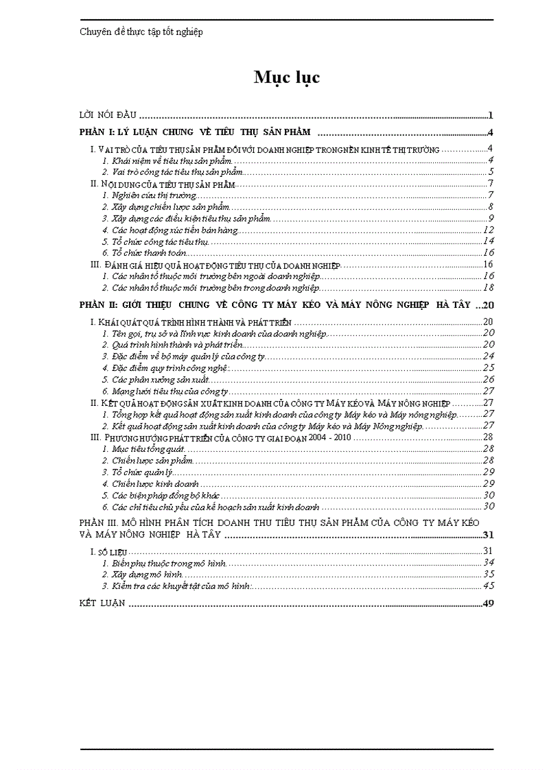 image for page Sử dụng mô hình Kinh tế lượng để phân tích sự ảnh hưởng của một số yếu tố tới doanh thu tiêu thụ của Công ty Máy kéo và Máy nông nghiệp Hà Tây