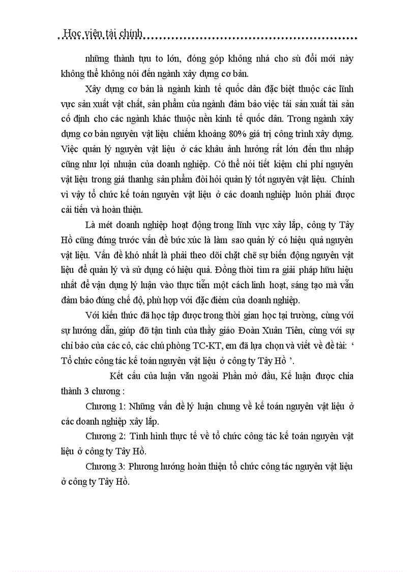 image for page Tổ chức công tác kế toán nguyên vật liệu ở công ty Tây Hồ
