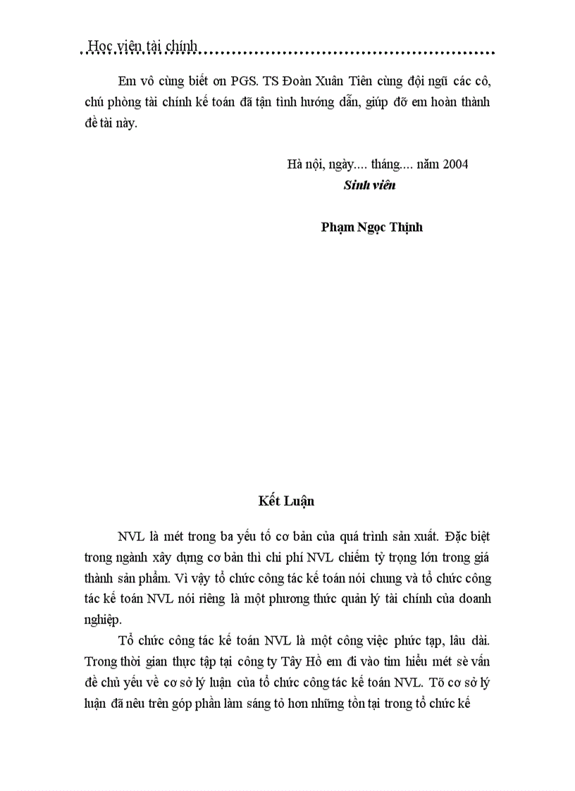 image for page Tổ chức công tác kế toán nguyên vật liệu ở công ty Tây Hồ