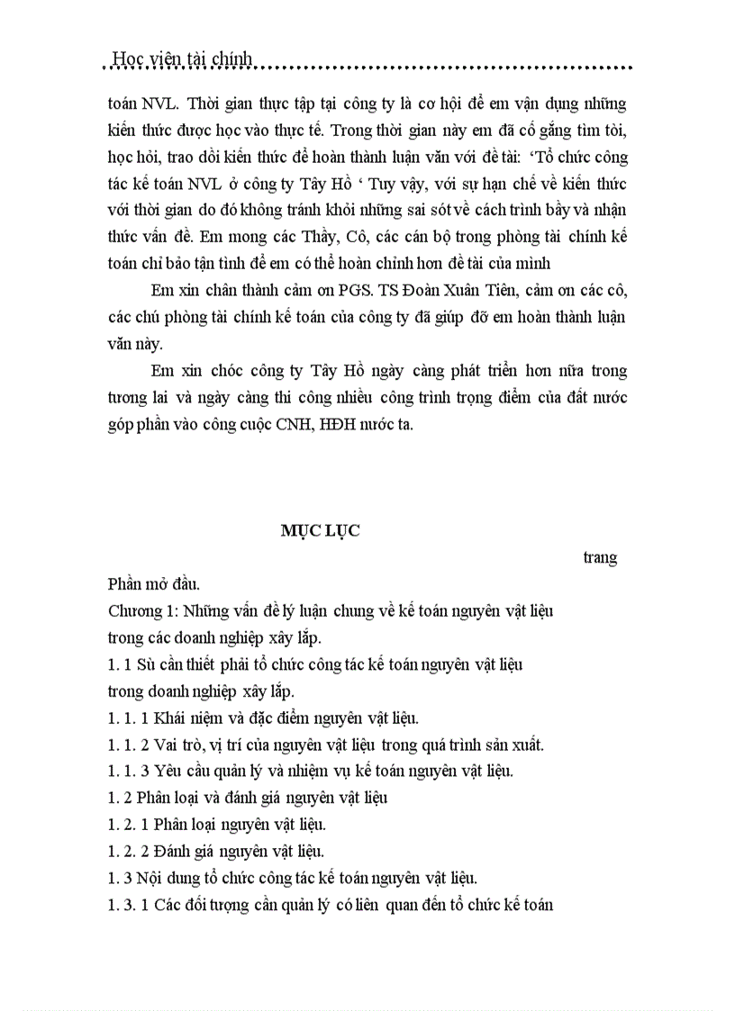 image for page Tổ chức công tác kế toán nguyên vật liệu ở công ty Tây Hồ