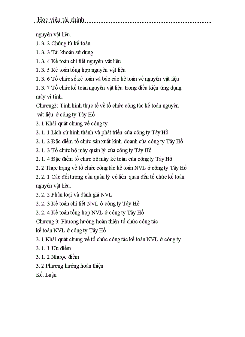 image for page Tổ chức công tác kế toán nguyên vật liệu ở công ty Tây Hồ