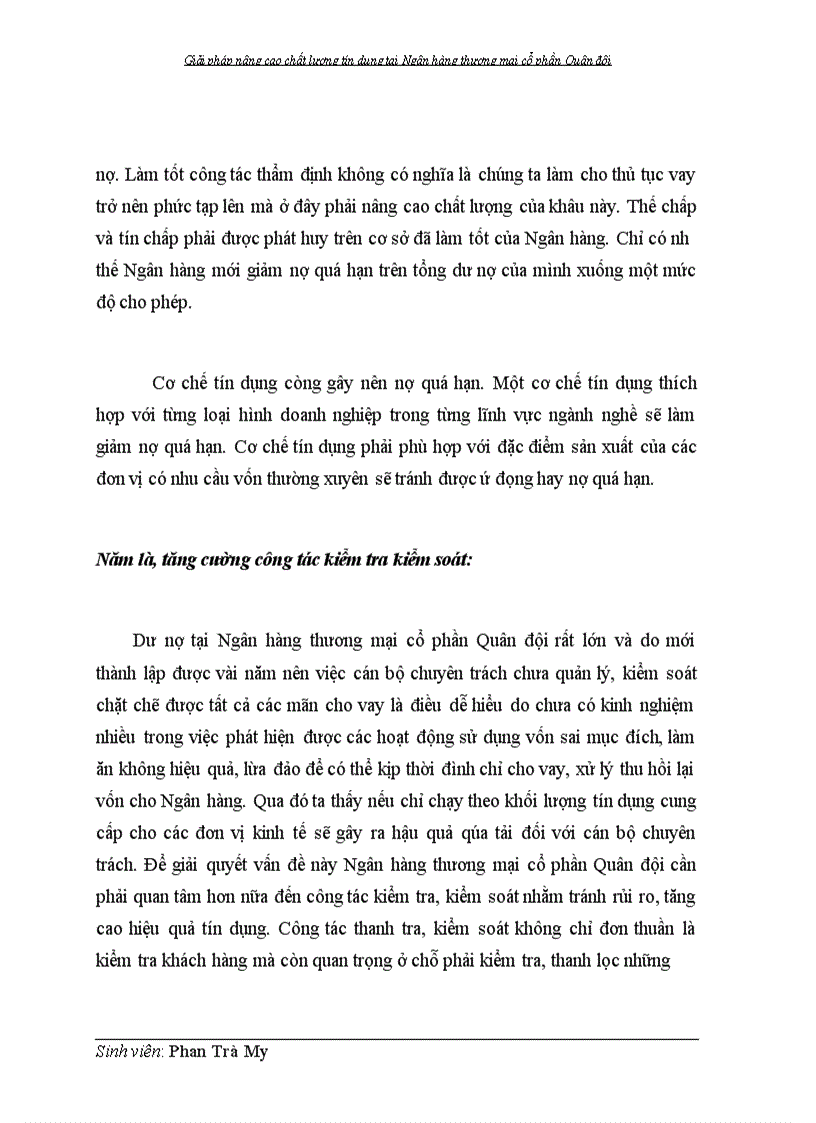 image for page Giải pháp nâng cao chất lượng tín dụng tại Ngân hàng thương mại cổ phần Quân đội 1