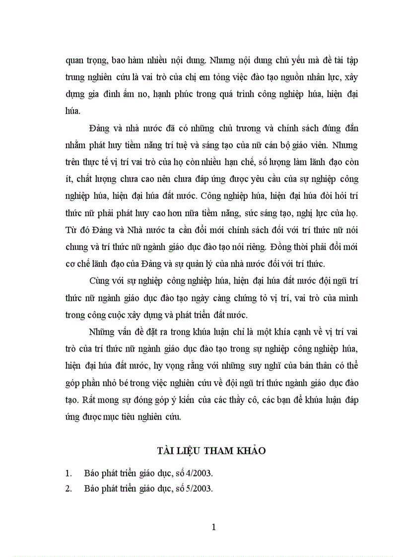 image for page Đội ngũ trí thức nữ ngành giáo dục đào tạo trong sự nghiệp công nghiệp hóa hiện đại hóa ở nước ta hiện nay