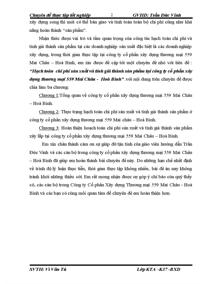 image for page Hạch toán chi phí sản xuất và tính giá thành sản phẩm tại công ty cổ phần xây dựng thương mại 559 Mai Châu Hoà Bình