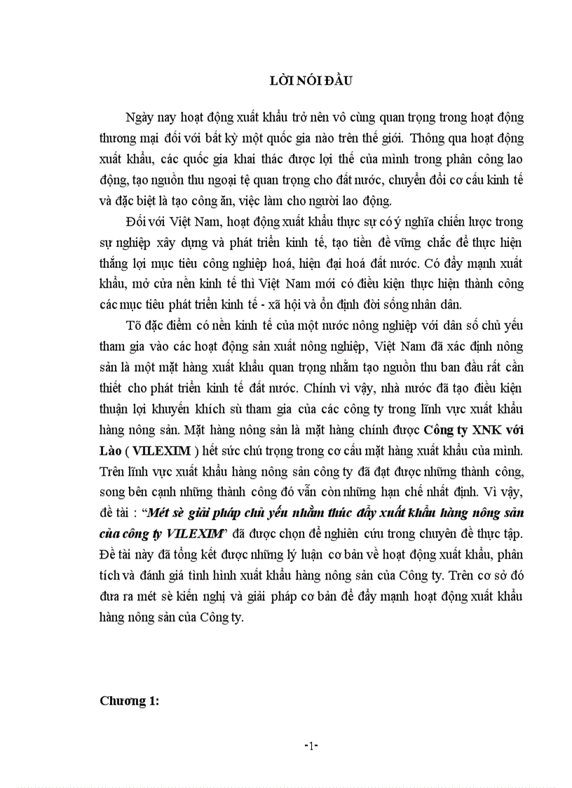 image for page Một số giải pháp chủ yếu nhằm thúc đẩy xuất khẩu hàng nông sản của công ty VILEXIM 1