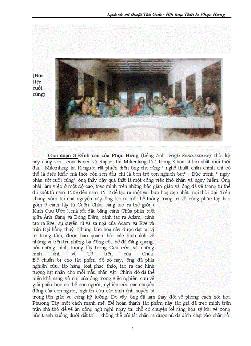 image for page Lịch sử mĩ thuật Thế Giới Hội hoạ Thời kì Phục Hưng