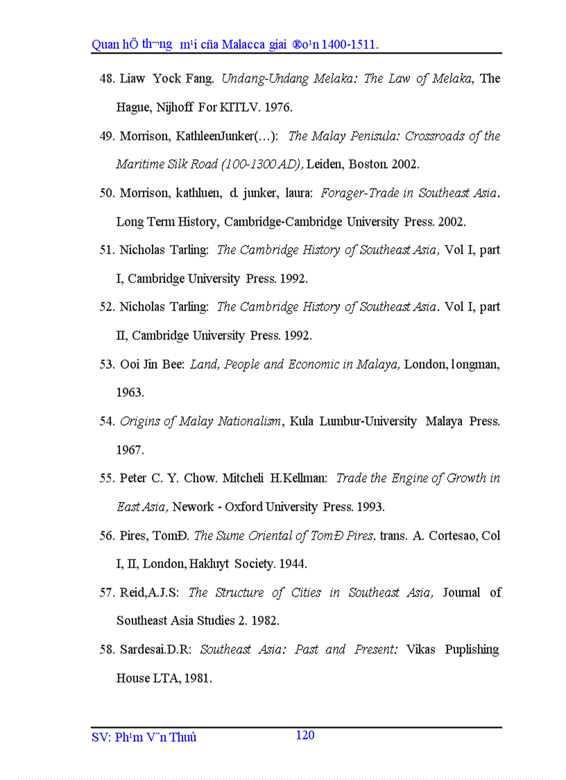 image for page Quan hệ thương mại của Malacca giai đoạn 1400 1511 1